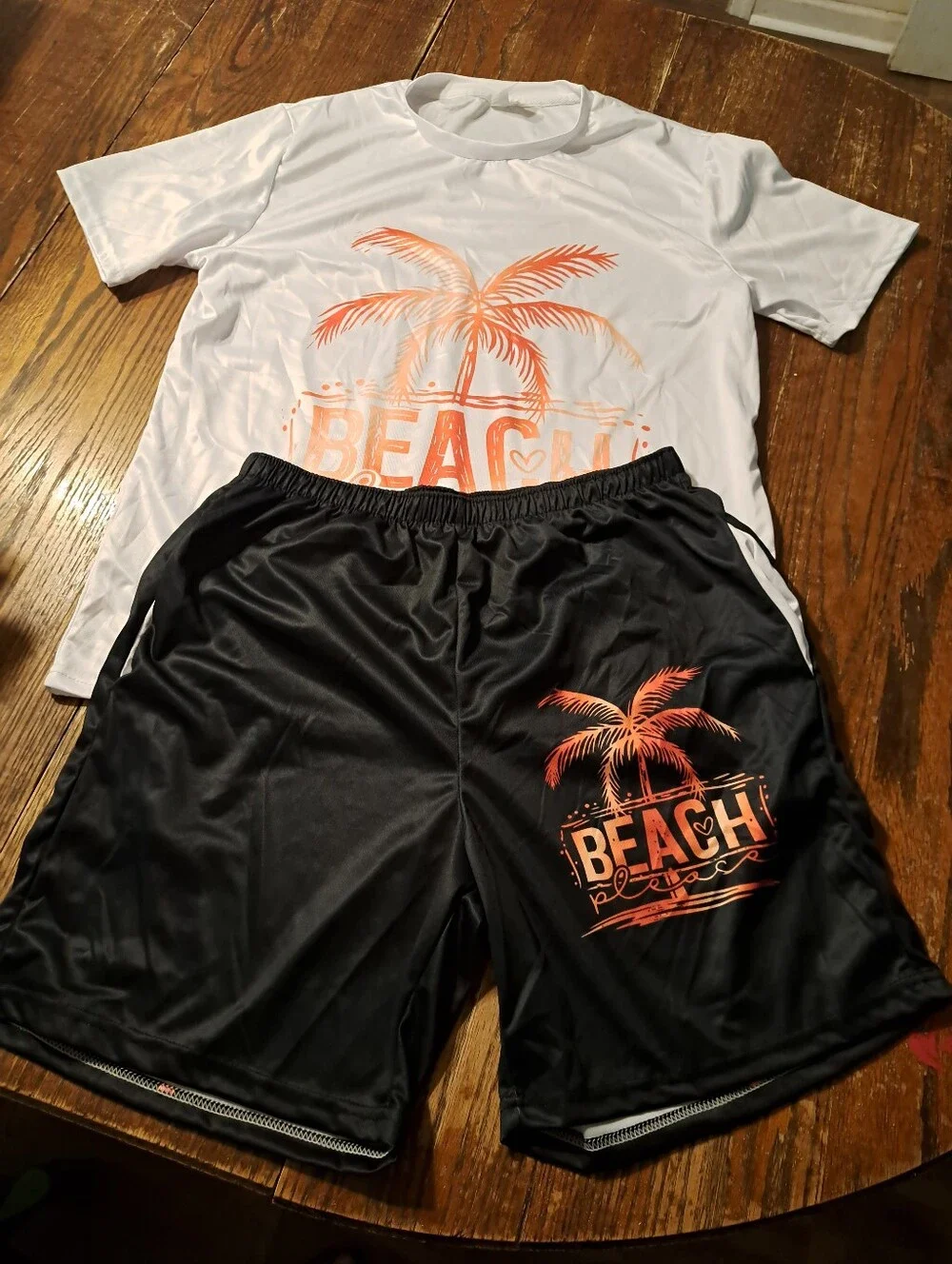 New Large 2pc Shorts Shirt Casual Outfit  Beach Tropical Vacation Loungewear